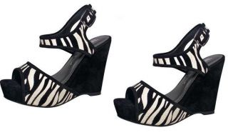 NEW ZEBRA PRINTS Womens PLATFORM Wedge Shoes   Black. Size 6