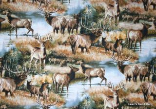 Wildlife Elk Deer Country River Stream Herd Cabin Curtain Valance
