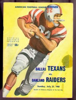 1960 Oakland Raiders Dallas Texans Kezar Game Program