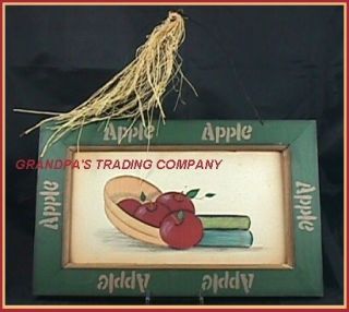 Apple Wall Sign Apples Bowl Books Country Decor Farm