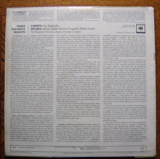 1963 LP Record MS 6508 ChopinLes Sylphides/Delibes MS 6508