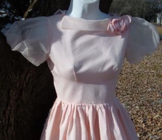 Vintage 60s Semi Teen Shelf Bust Prom Party Dress XXS Pretty in Pink