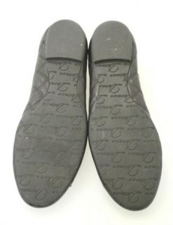 Delman Black Quilted Leather Patent Cap Toe Ballet Flats