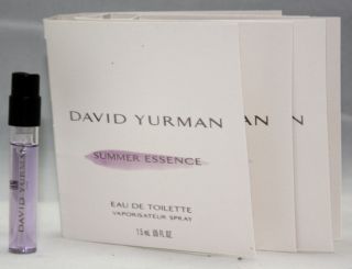 3x David Yurman Summer Essence Eau De Toilette for Women vials Spray