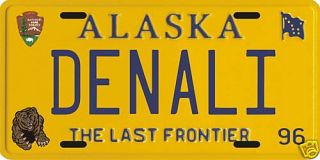 Denali National Park Alaska 1996 License Plate