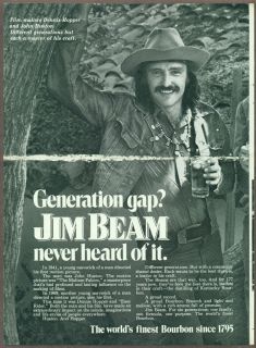 Jim Beam Whiskey 1972 Magazine Print Ad 2 Pages Dennis Hopper