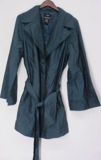 Dennis Basso Sz 1x Water Resistant Iridescent Belted Coat Teal New