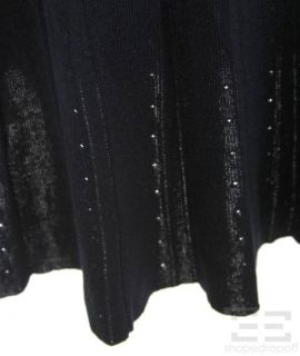 Derek Lam Navy Blue Silk Knit Pleated Short Sleeve Dress Size L New