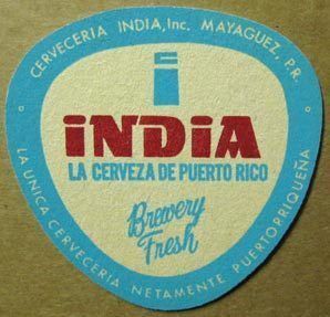 India La Cerveza de Puerto Rico Beer Coaster Mat USA