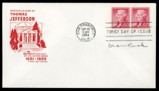 1954 Jefferson FDC Signed by Sec of State Dean Rusk