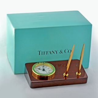  Tiffany Co Portfolio Desktop Alarm Clock with 2 Ball Pens