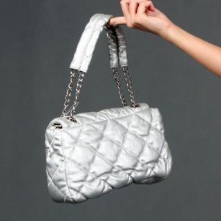 Inspired Designer Silver Shoulder Quilted Chain Handbag
