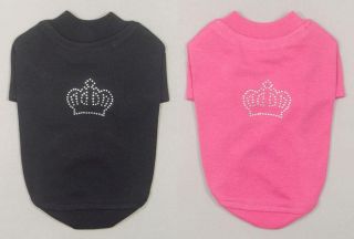 Designer Dog Clothes with Crown Rhinestones Small Dog T Shirts Cotton