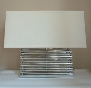 Hallmark Collective Designer Chrome Table Lamp w Shade