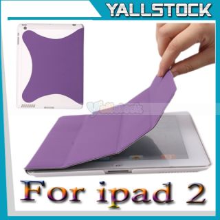  Cover Back Magnetic Desktop Stand Front Case for iPad 2 Purple