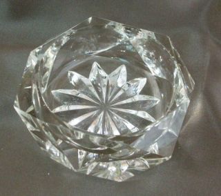 Vintage Heavy DIAMOND DESIGN CUT GLASS OPEN MASTER SALT CELLAR Dip