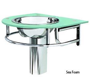 Decolav Sea Foam Glass Bathroom Lavatory Vanity Stainless Sink Bowl