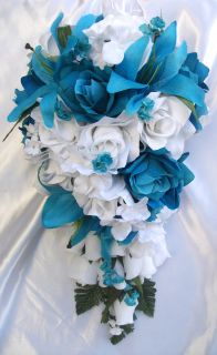 10 Pieces Bridal Bouquet Wedding Silk Flowers Decoration Package