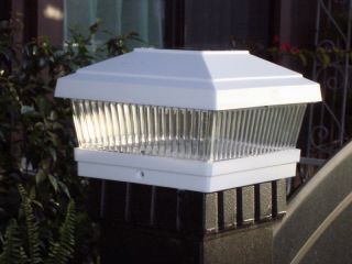 Solar Plastic White Square Post Deck Fence Mount Lamp Garden Light 5 x