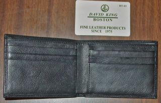 David King of Boston Black Bifold Leather Mens Wallet Grainy Finish