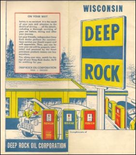 1950 Deep Rock Gas Station Road Map Wisconsin Madison