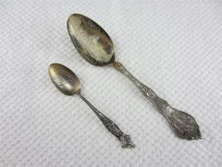 STERLING SILVER SOUVENIR SPOONS GILLETTE DEVILS TOWER WYOMING LOT OF 2