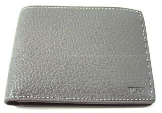 Tumi Mens Corsica Light Grey Leather Double Billfold Traveler Wallet