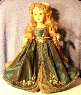  Porcelain Doll in Green Dress by Brigitte Deval, 18 Inches, Rapunzel
