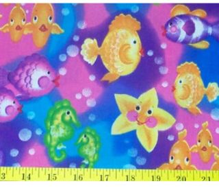 Bright Fish Bubbles Allover Fabric 2yds Cotton Donna Dewberry