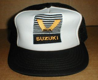 Suzuki V Six V6 Motocross Motorcycle Snapback Vintage Mesh Hat RARE