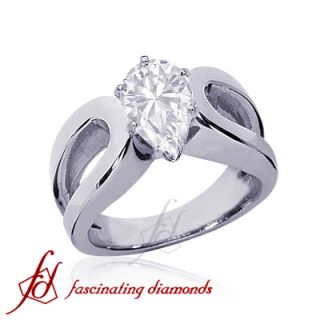 90 Ct Pear Shaped Diamond Solitaire Split Band Engagement Ring SI2 D
