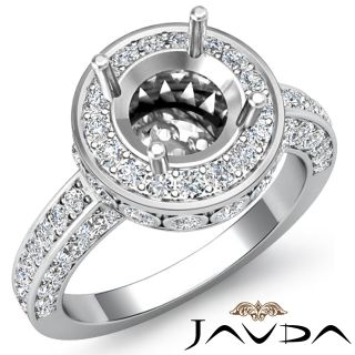 Diamond Engagement Round Ring Platinum 950 Halo Pave Setting Semi