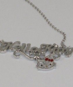  Kimora Lee Simmons Hello Kitty Silver & Sapphire Name Plate Necklace