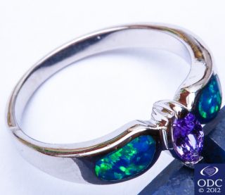  Blue Australian Opal 925 Sterling Silver Ring Sizes 5 10