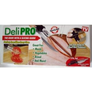 Deli Pro Kitchen Cutlery Steak Knife with Slicing Guide w Safety Fork