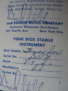Dick Stabile Tenor Saxophone. Martin Stencil. Collectors Vintage Sax