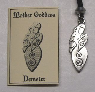 Demeter Mother Goddess Pendant Amulet Necklace Pewter Greek Talisman