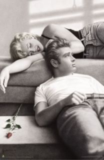 James Dean Marilyn Monroe Classic B w Lounging Poster