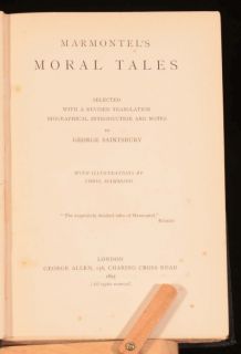 1895 Marmontels Moral Tales Edited by George Saintsbury First Edition