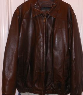 Sean John Brown Leather Logo Jacket Sz XXL Authentic