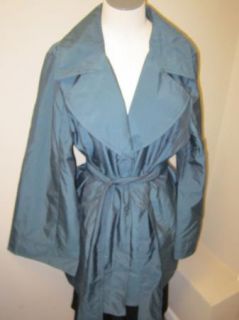 Dennis Basso Water Resistant Iridescent Belted Trench Coat Teal