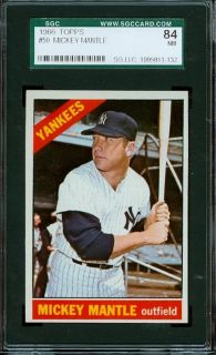 1966 Topps 50 Mickey Mantle SGC 84 New York Yankees HOF