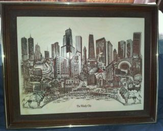 Framed Marble Etching Windy City by Dennis R Bivens 2522 5000