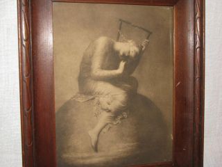 HOPE Print George F Watts Campbell Art Co Under Glass in Walnut Frame