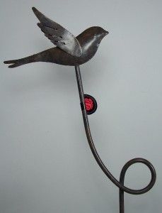 metal garden stake rain gauge with bird