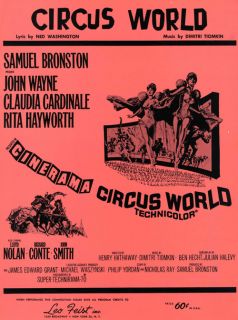 John Wayne Rita Hayworth 1964 Cinerama Movie Circus World Sheet