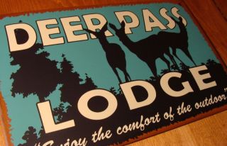 Deer Pass Lodge Sign Rustic Primitive Log Cabin Vintage Lodge Rustic