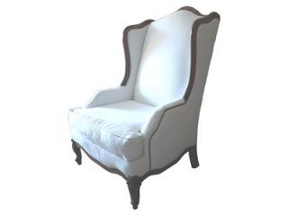 French Provincial White Nail Heads High Back Armchair