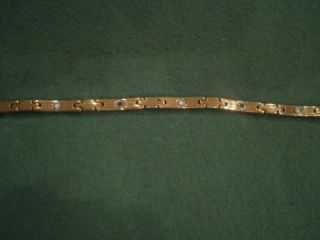 Nikken Gold Tone Magnetic Ladies Puzzle Link Bracelet