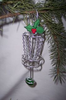 Disc Golf Basket Ornament OOAK Holly Daze Very Cute